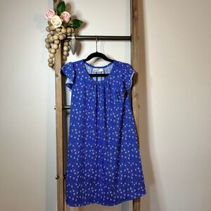 Dot Dot Smile Royal Blue Floral Print Flutter Sleeve Dress Size 7